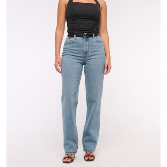 Abercrombie Curve Love 90s Straight Ultra High Rise Jeans Size 27 Light Wash - Picture 1 of 7